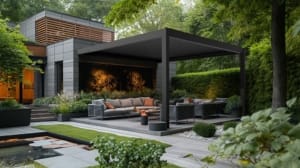 9100A semi-permanent pergola installed on patio