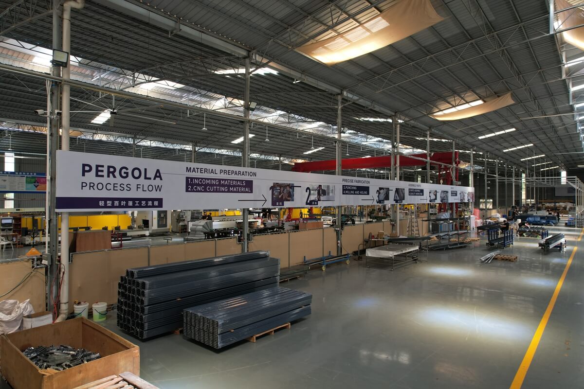 Greenawn's production facility, advanced sunshade manufacturing capabilities.