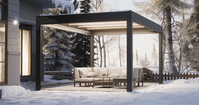 pergola in snow