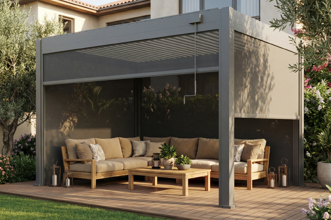 wooden color patio pergola