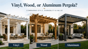 Vinyl, Wood, or Aluminum pergola material choose