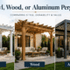 Vinyl, Wood, or Aluminum pergola material choose