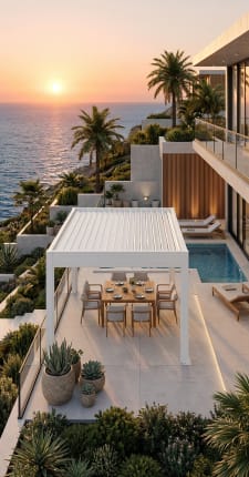 Coastal villa and outdoor terrace
