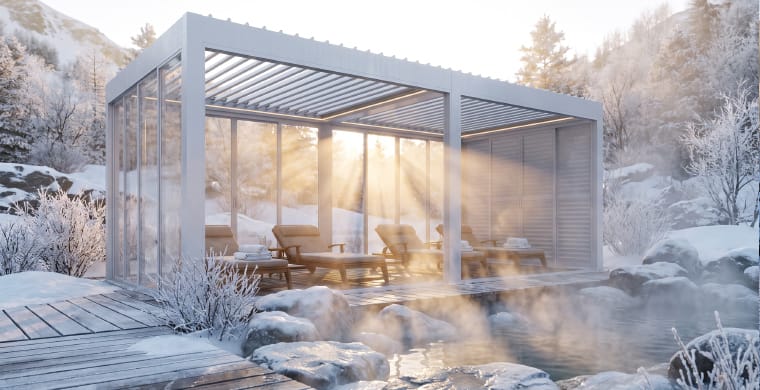 Cold-Climate Spa Projects outdoor pergola application
