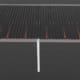 Louvered pergola drainage path from roof gutters through support posts to ground outlets