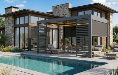 Poolside aluminum pergola
