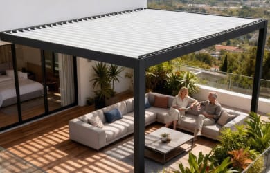 Rooftop pergola lightweight structure
