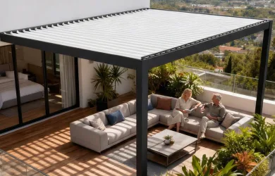 Könnyűszerkezetes tetőtéri pergola