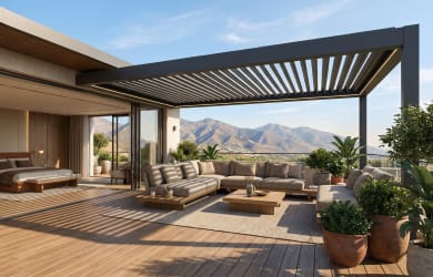 Villa balcony shade structure