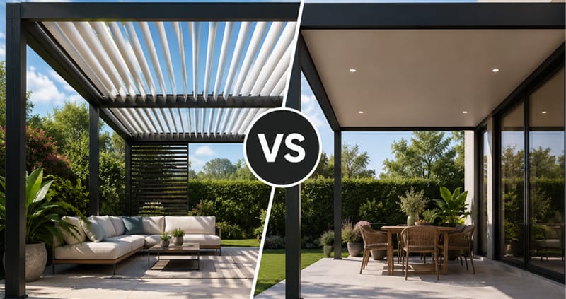 louvered pergola vs fixed roof