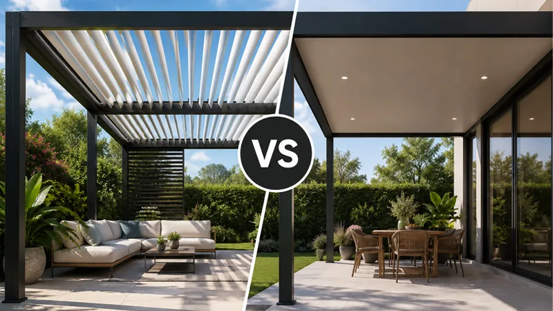 pergola s žaluziemi vs. pevná střecha