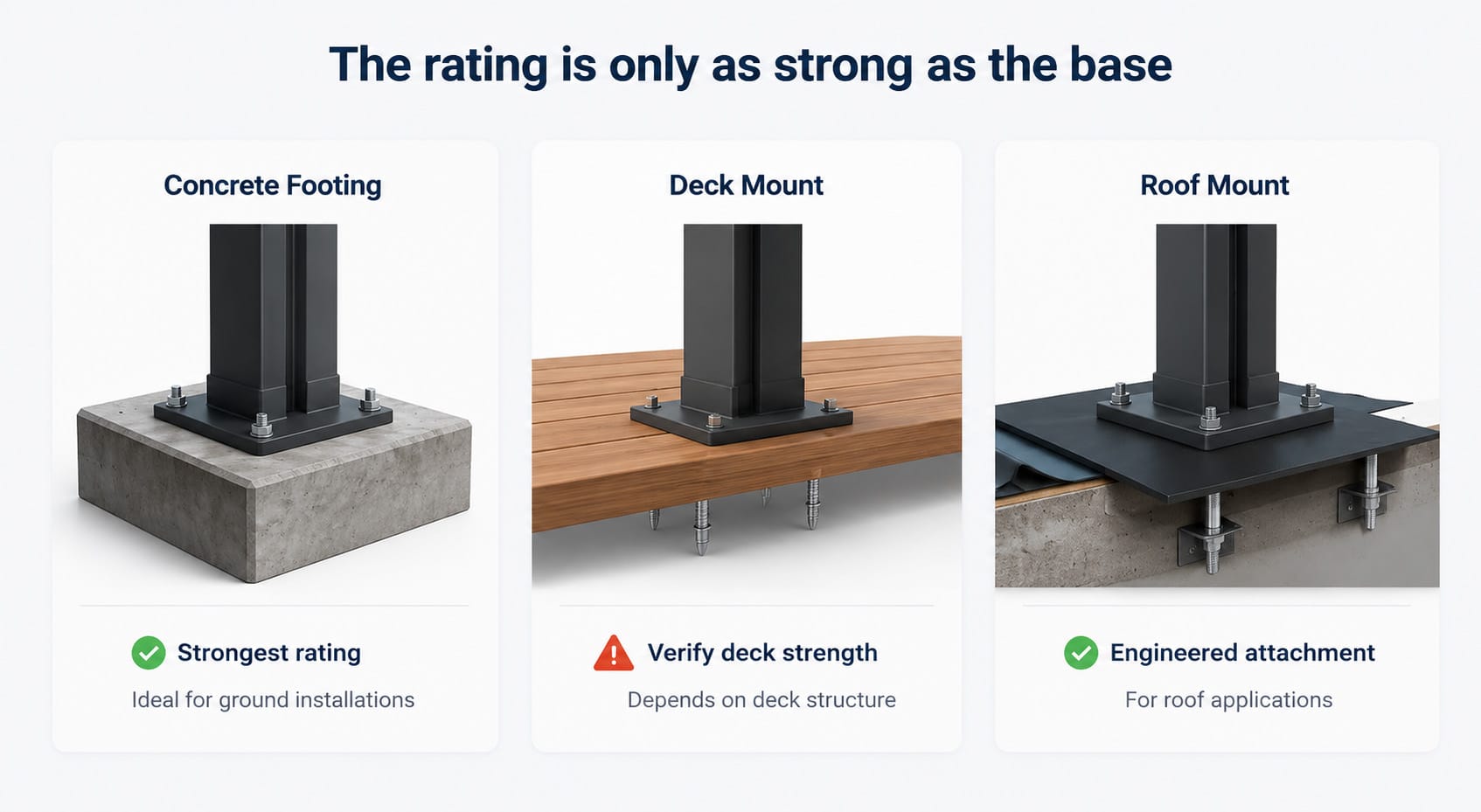 The three standards most often cited on commercial pergola specs