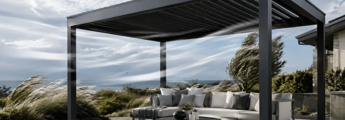 Vindbestandig pergola i aluminium