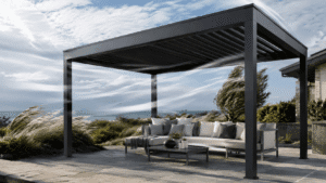 Wind-resistant aluminum pergola